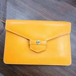 Dior Yellow Leather Clutch Small Wristlet